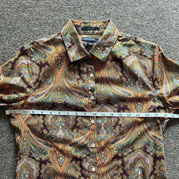 Lands End Colorful Paisley Button Down Long Sleeve Shirt Women 4 / S 100% Cotton - Picture 10 of 11